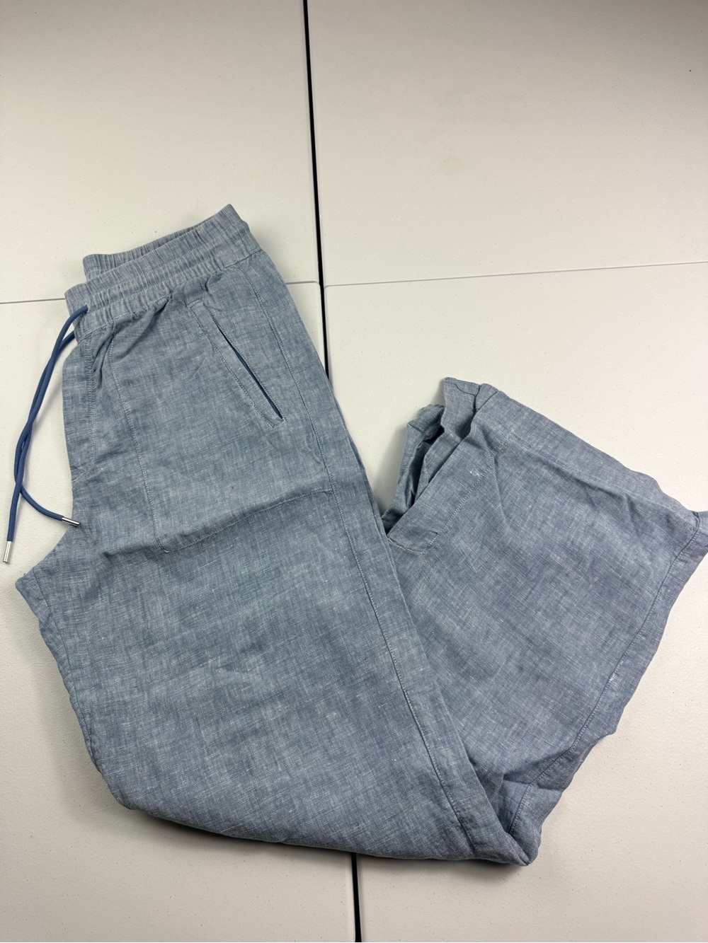 Athleta Linen Drawstring Pants - Light Blue